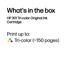 HP 301 Tri-Color Original Ink Cartridge - Vibrant Cyan, Magenta & Yellow for Stunning Prints - 0199642337961